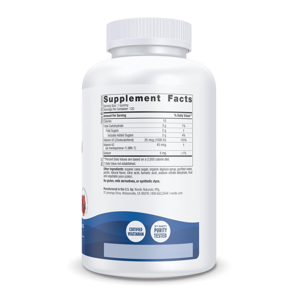 Gomitas Nordic Naturals D3 + K2 granada, experiencia de ingesta diaria fácil