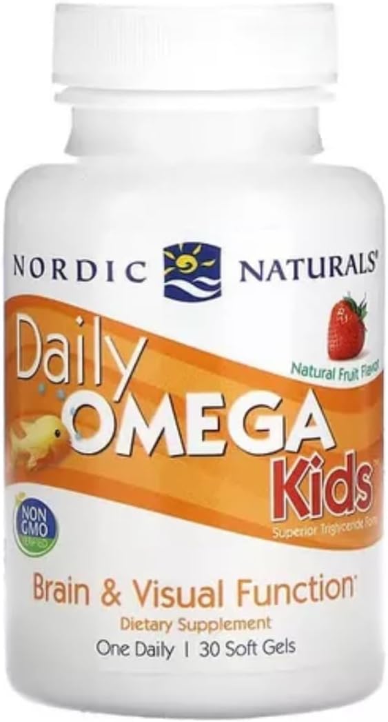 Botella Nordic Naturals Daily Omega Kids lista para la ingesta diaria de omega-3