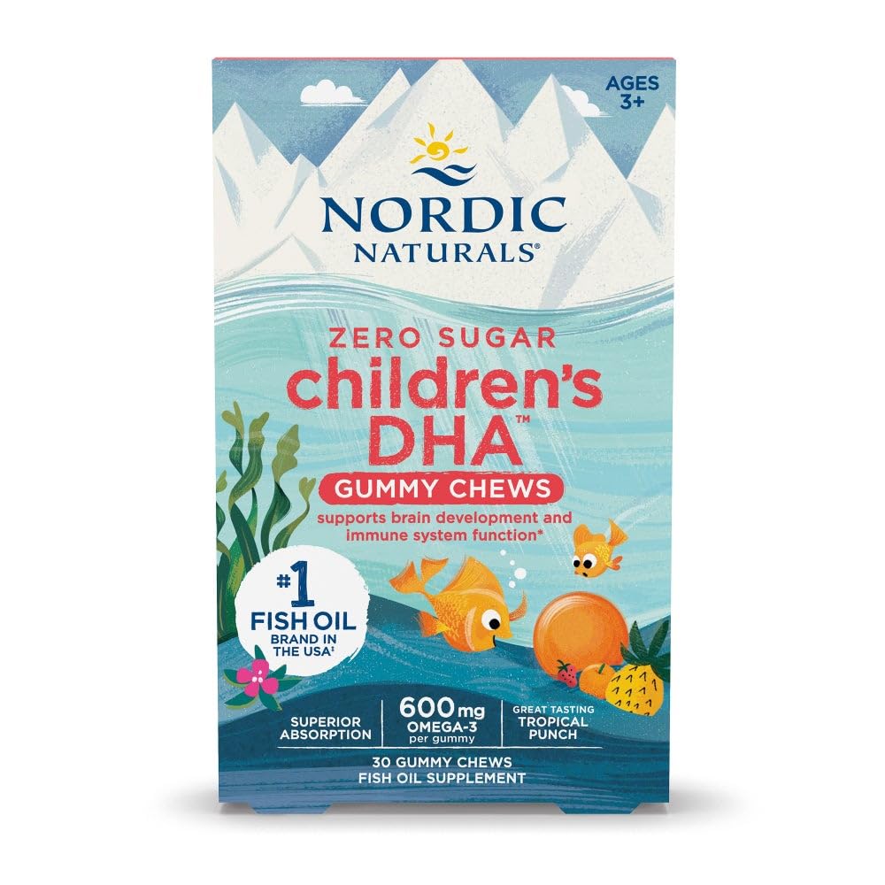 Gomitas Nordic Naturals DHA para niños sin azúcar sabor Tropical Punch en envase