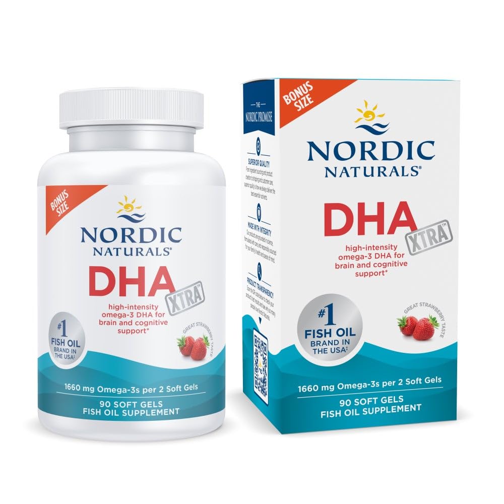 Nordic Naturals DHA Xtra cápsulas blandas sabor fresa para uso diario