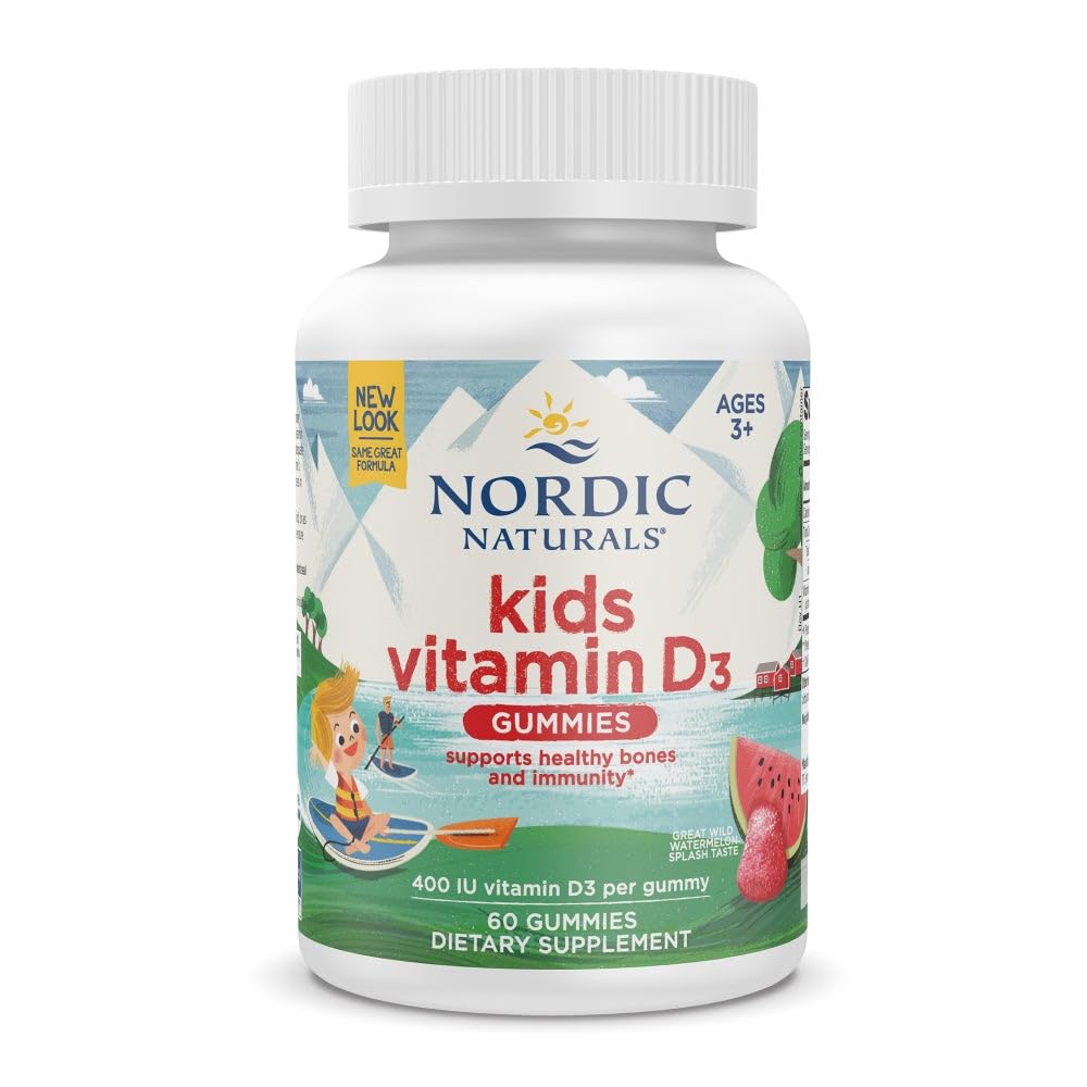 Nordic Naturals gomitas D3 para niños, sabor sandía silvestre, apoyo a huesos y sistema inmunitario.