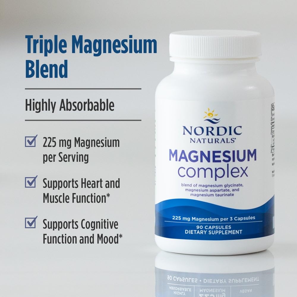 Nordic Naturals Magnesio Complejo, etiqueta nutricional clara y pureza certificada para veganos.
