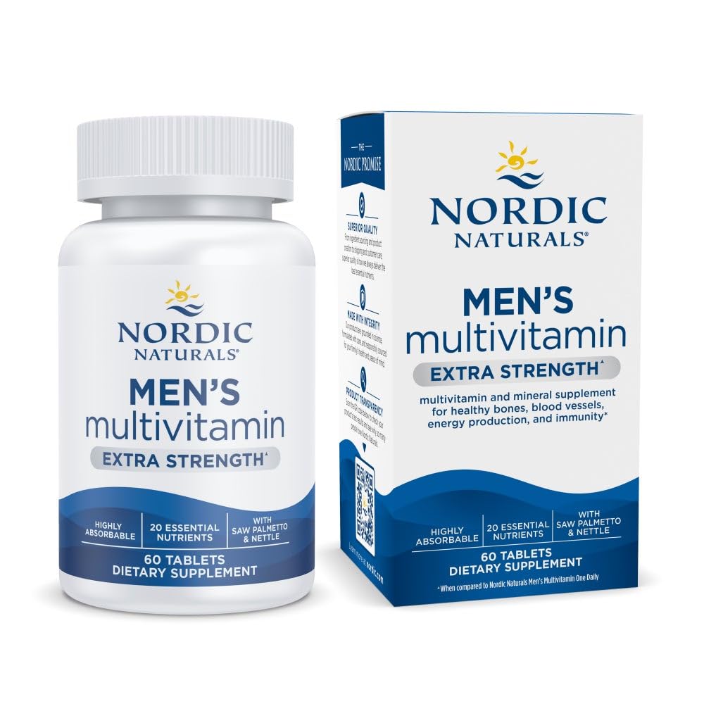 Nordic Naturals Multivitamínico Masculino Extra Fuerte, botella: soporte diario para huesos y energía.