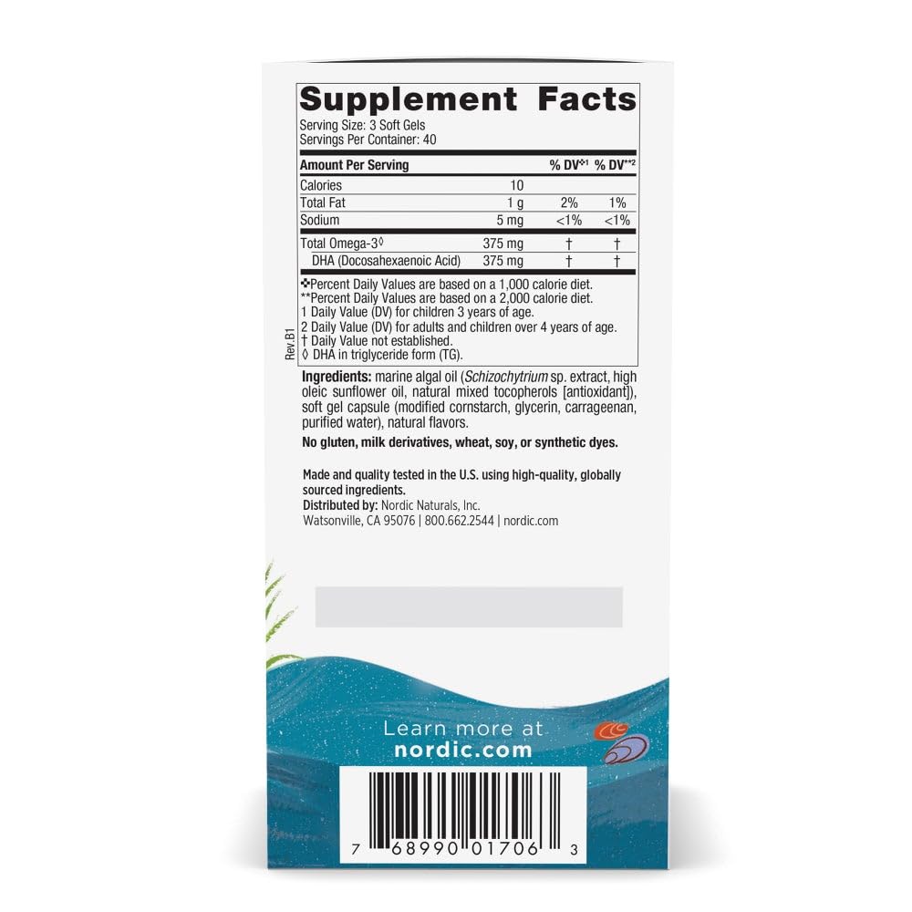 Gomitas frambuesa-limón Nordic Naturals Ninos DHA alga, sabor agradable para niños.