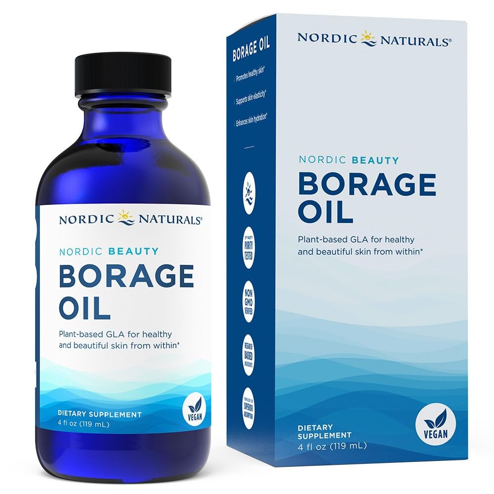 Botella de Nordic Beauty Borage Oil lista para uso diario en la piel.
