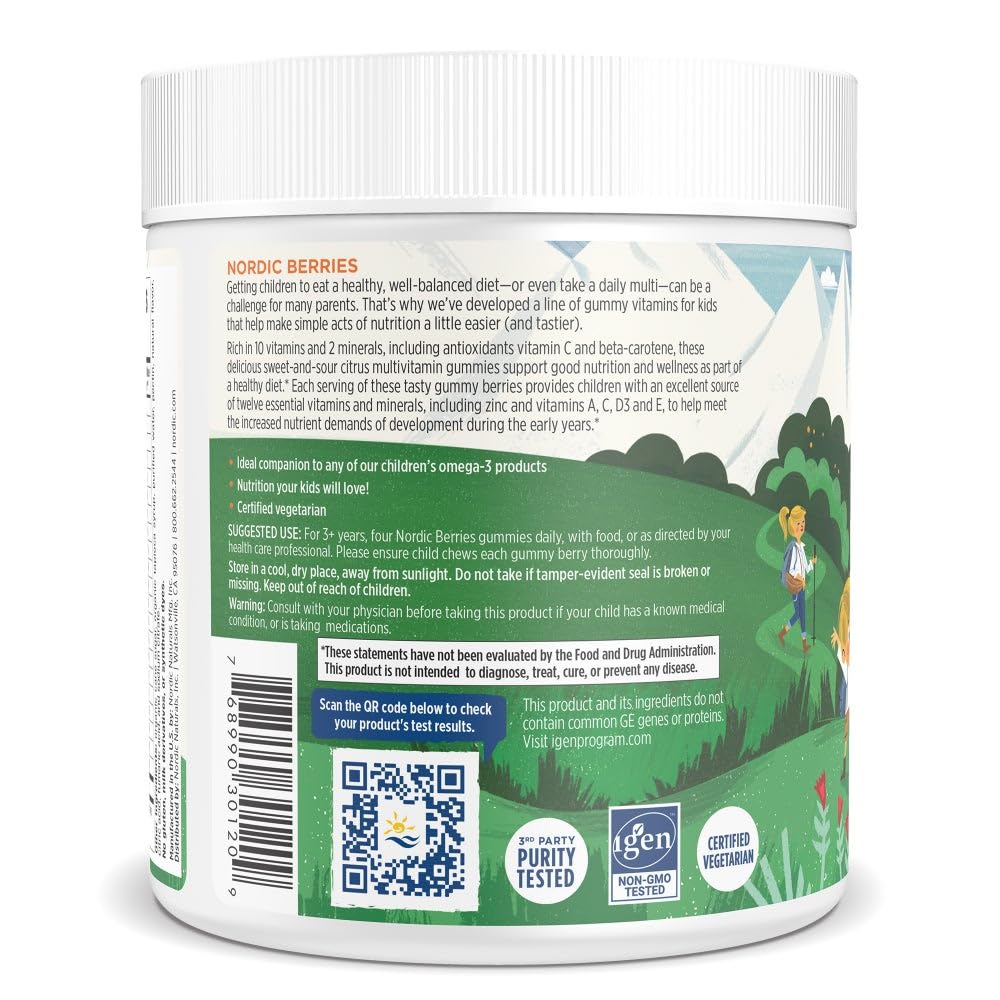 Nordic Naturals Nordic Berries Citrus, envase atractivo para rutina de bienestar