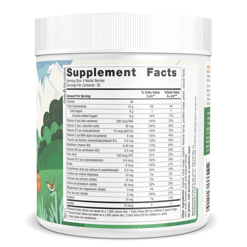 Nordic Naturals Nordic Berries Citrus, gominolas coloridas para suplemento diario