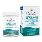 Frasco de Nordic Naturals Nordic Flora Probiotic Máximo Cuidado para apoyo digestivo diario.