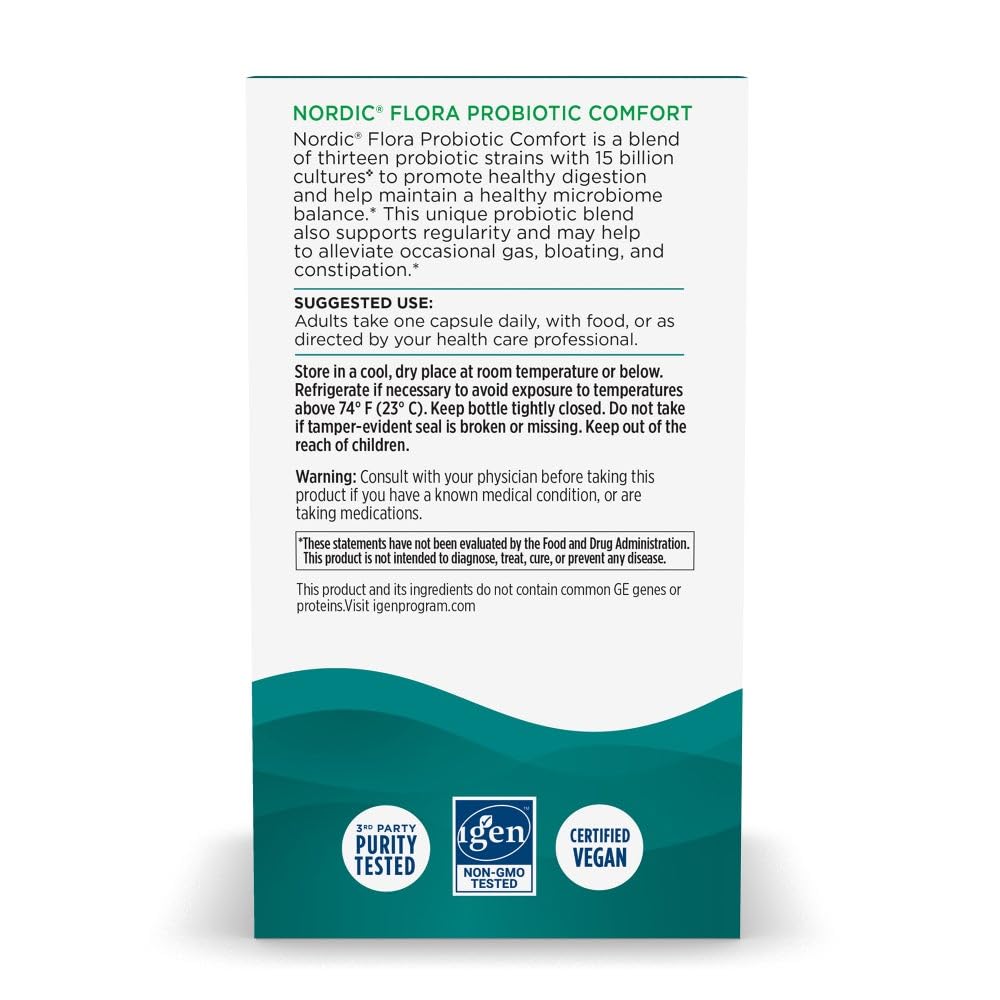 Nordic Naturals Nordic Flora Probiótico Confort caja exterior lista para regalo.