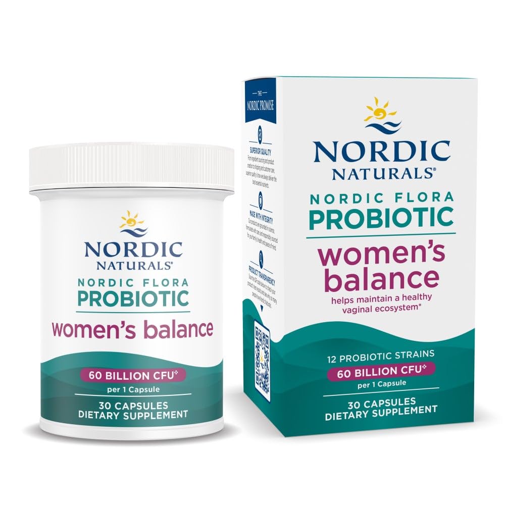 Nordic Naturals Nordic Flora Probiótico Equilibrio Femenino: cápsulas veganas para apoyo vaginal e intestinal.