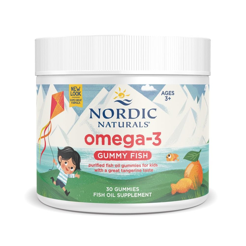 Nordic Naturals Nordic Omega-3 Gummy Fish Mandarina Botella: sabor agradable y omega-3 práctico para niños.