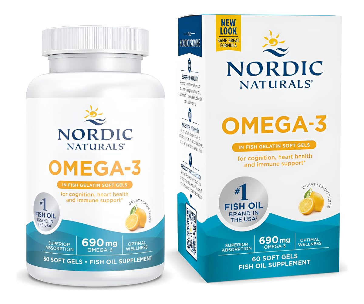 Nordic Naturals Omega-3, botella-limon: sabor cítrico para uso diario.