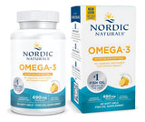 Nordic Naturals Omega-3, botella-limon: sabor cítrico para uso diario.