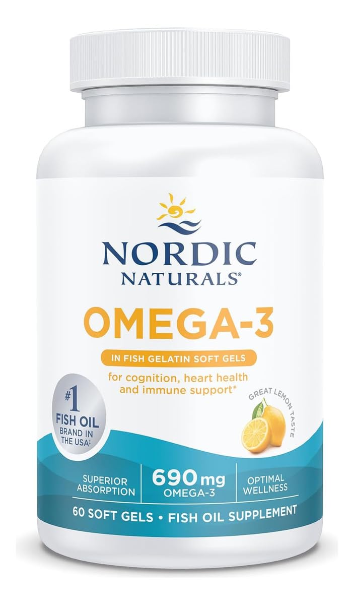 Nordic Naturals Omega-3, etiqueta-frontal: información clara y segura.