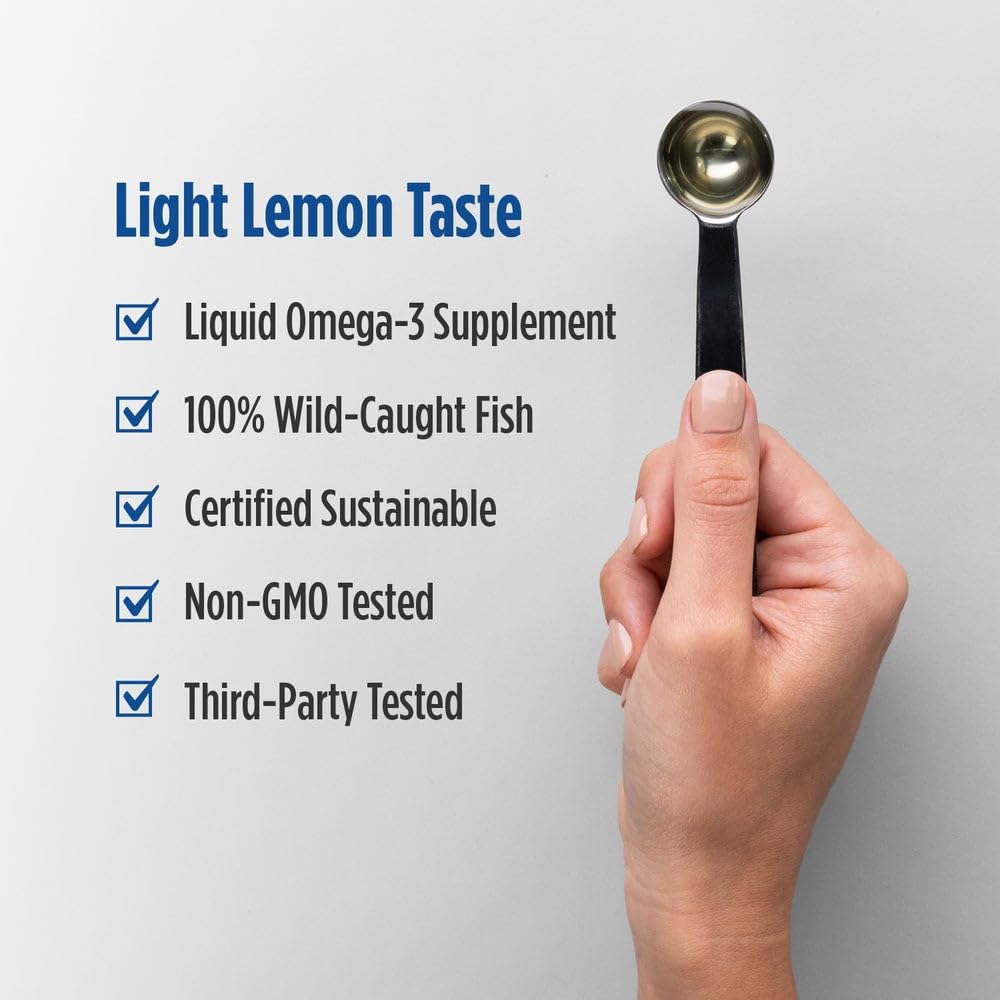 Aceite ámbar de Nordic Naturals Omega-3 limón, sabor cítrico
