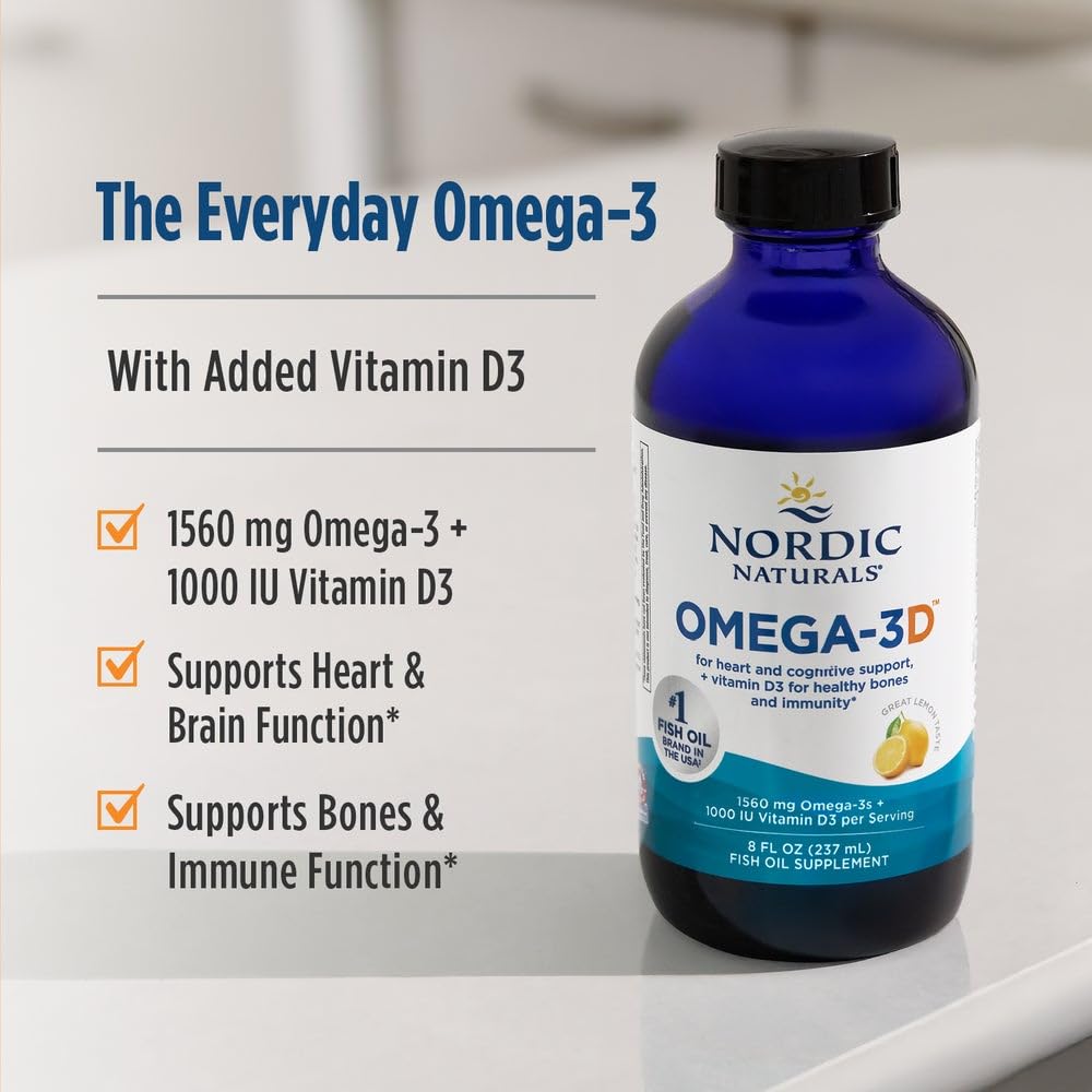 Nordic Naturals Omega-3D limón, aroma cítrico suave para cenar.