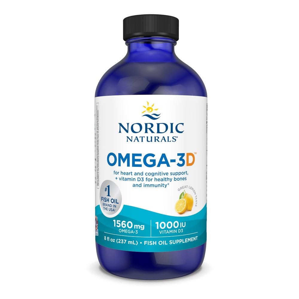 Nordic Naturals Omega-3D limón, botella: sabor cítrico para uso diario.