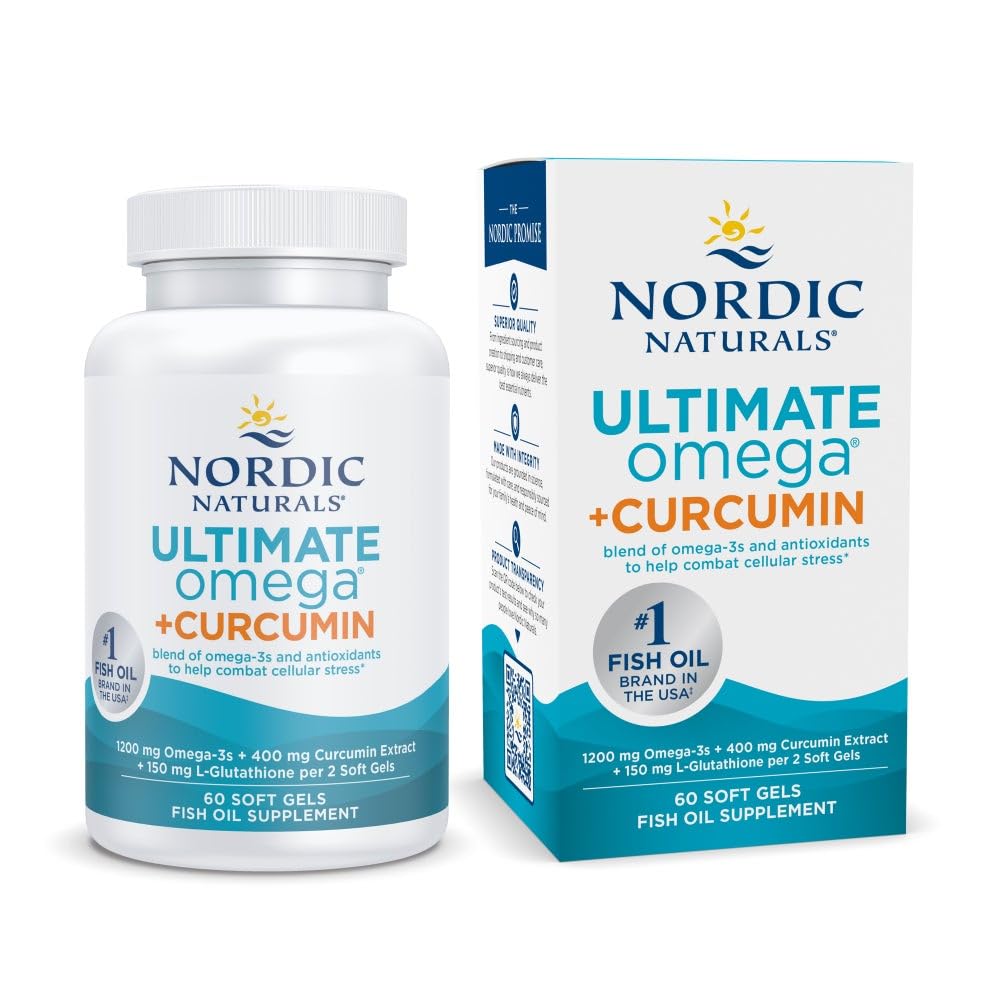 Nordic Naturals Omega Curcumin, botella con limón, ideal para uso diario y sabor agradable.