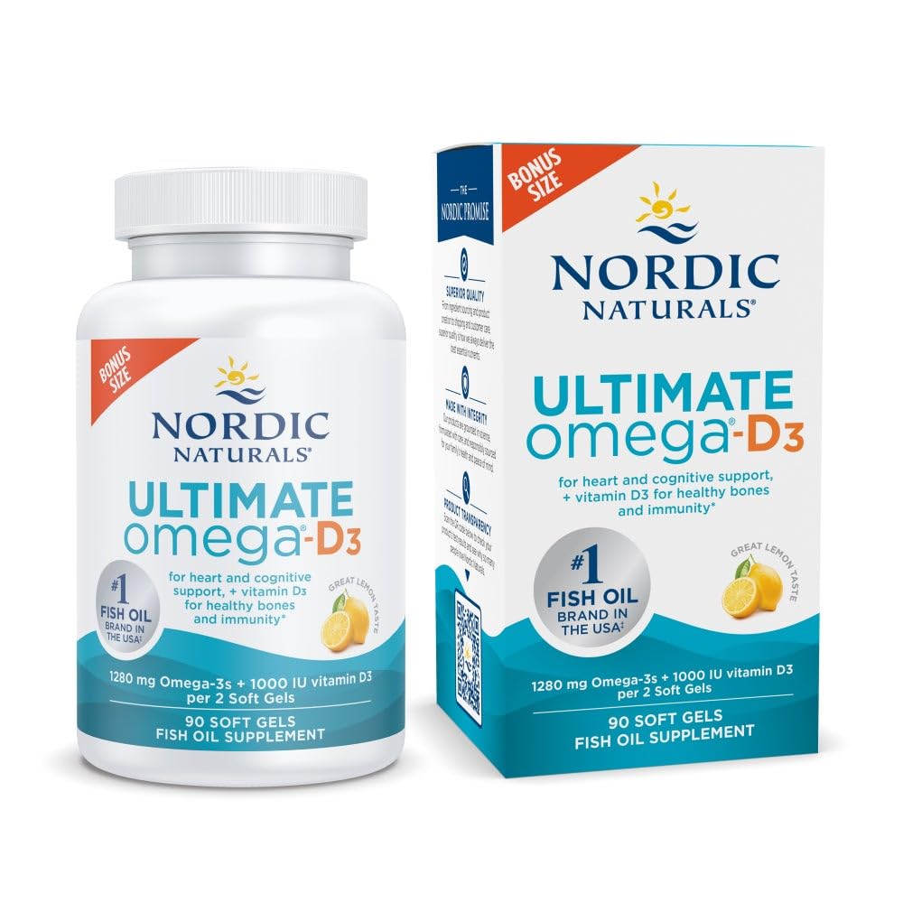 Nordic Naturals Omega-D3 limón: cápsulas suaves para apoyo general.