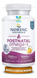 Nordic Naturals Postnatal Omega-3 etiqueta Vitamina D3, detalle claro, posible soporte metabólico.