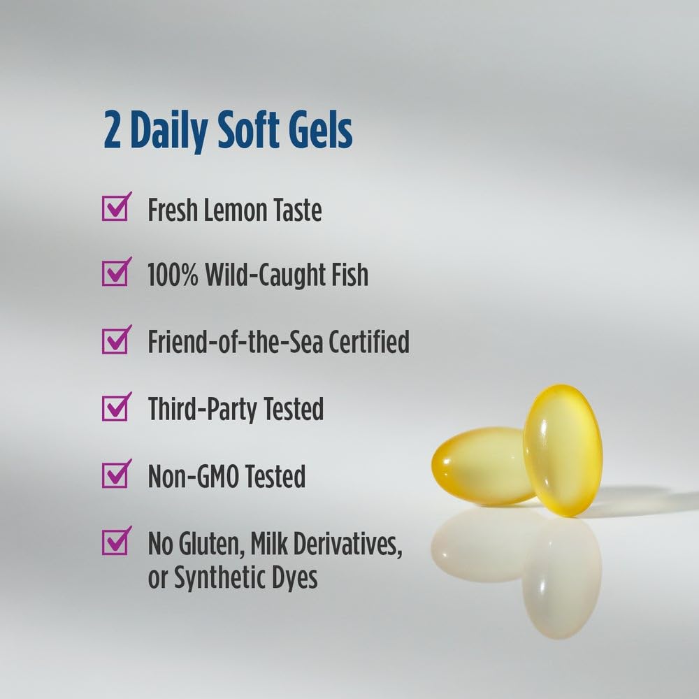 Nordic Naturals Postnatal Omega-3 origen marino, botella en primer plano, pureza garantizada.