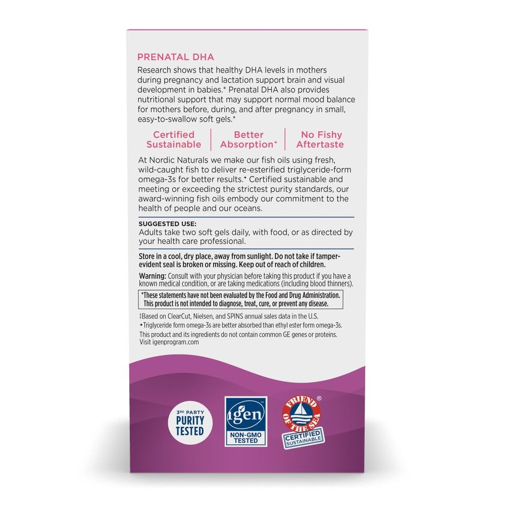 Nordic Naturals Prenatal DHA: envase sostenible para prácticas responsables y cuidado del entorno.