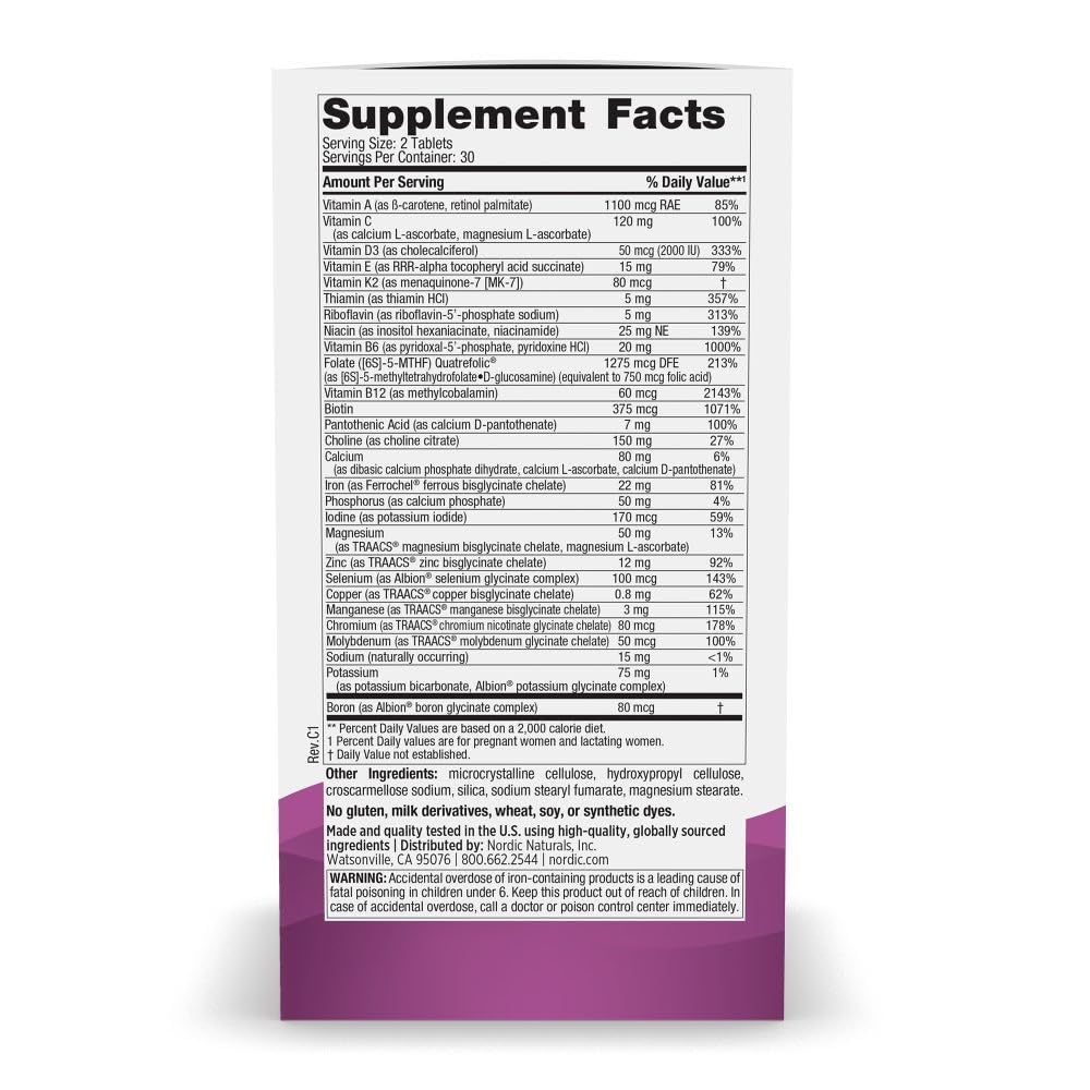 Nordic Naturals Prenatal Multivitamin: tabletas, fácil de tragar y con absorción mejorada.