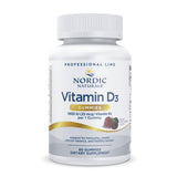 Nordic Naturals Pro Vitamin D3 Gummies frambuesa; botella lista para uso diario con beneficios potenciales.
