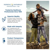 Compromiso de Nordic Naturals con sostenibilidad y prácticas éticas en el envase.