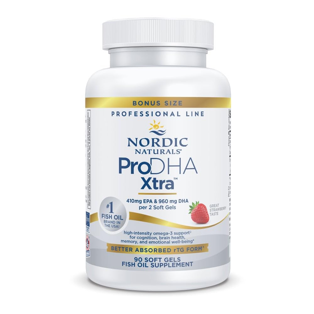 Nordic Naturals ProDHA Xtra, bote fresa, apoyo para ojos y cerebro.