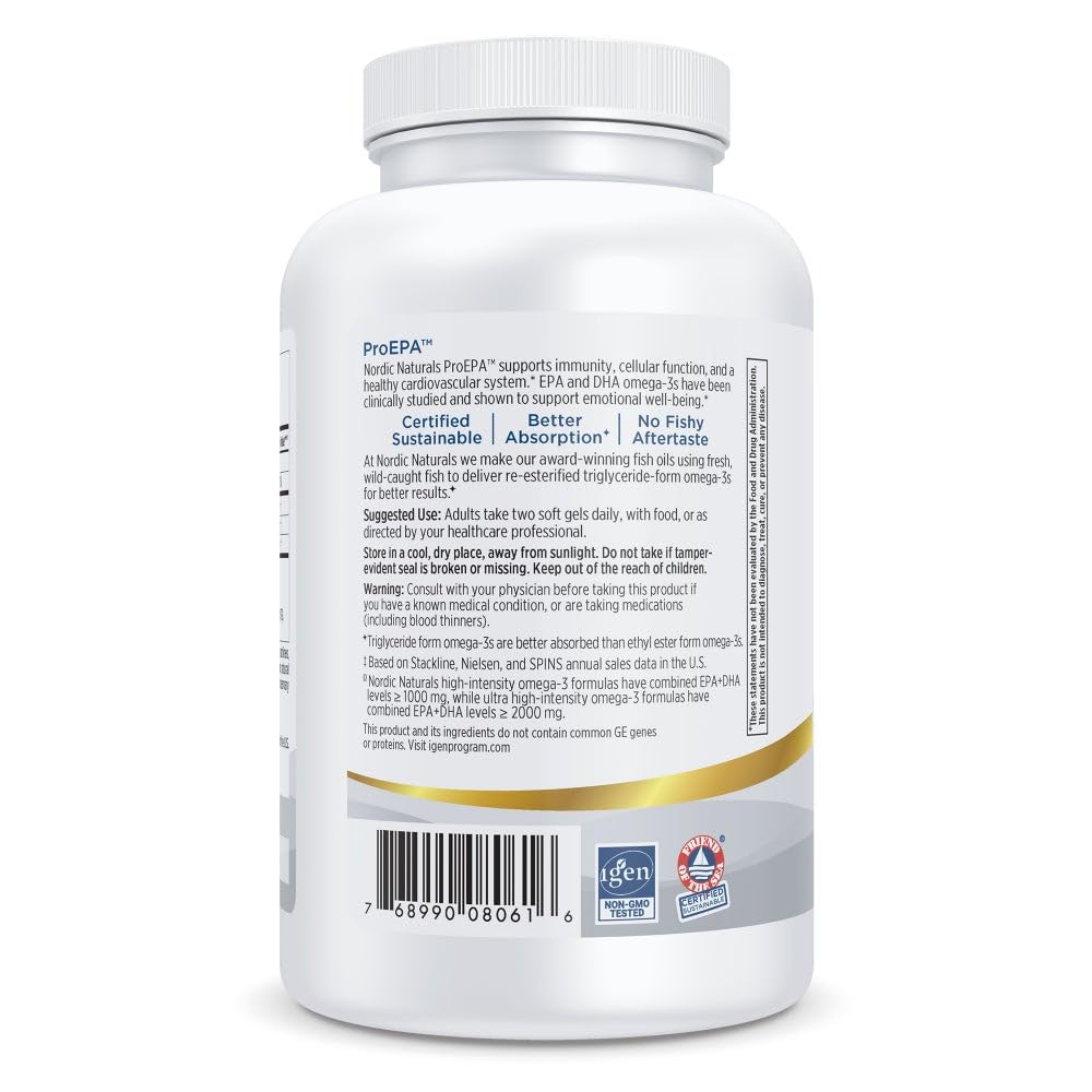 Caja externa Nordic Naturals ProEPA Limón con detalles clave.