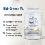 Etiqueta frontal clara de Nordic Naturals ProEPA Limón, fácil de identificar.
