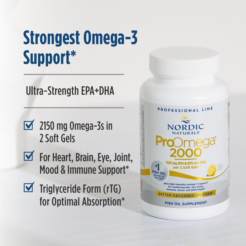 Nordic Naturals ProOmega 2000 etiqueta frontal con información de ingredientes.