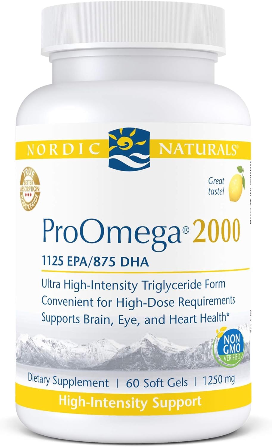 Nordic Naturals ProOmega 2000, botella limón, apoyo potencial para cerebro y salud cardiovascular