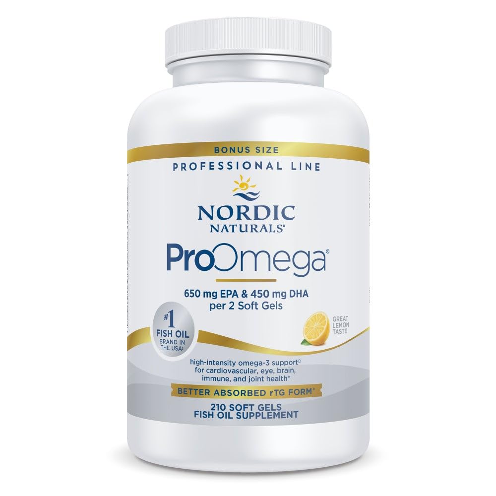 Nordic Naturals ProOmega - botella de softgels con sabor a limón para uso diario.