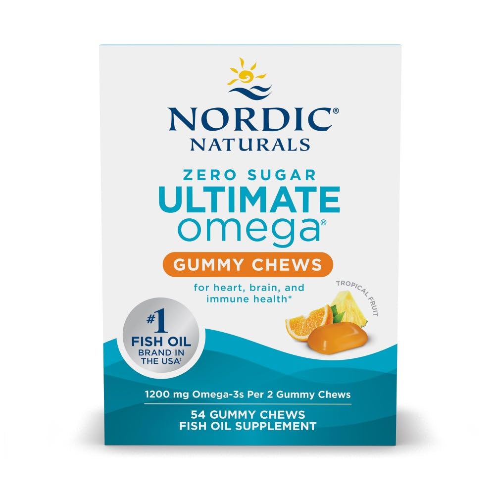 Gomitas Nordic Naturals sin azúcar con sabor a fruta tropical para consumo diario