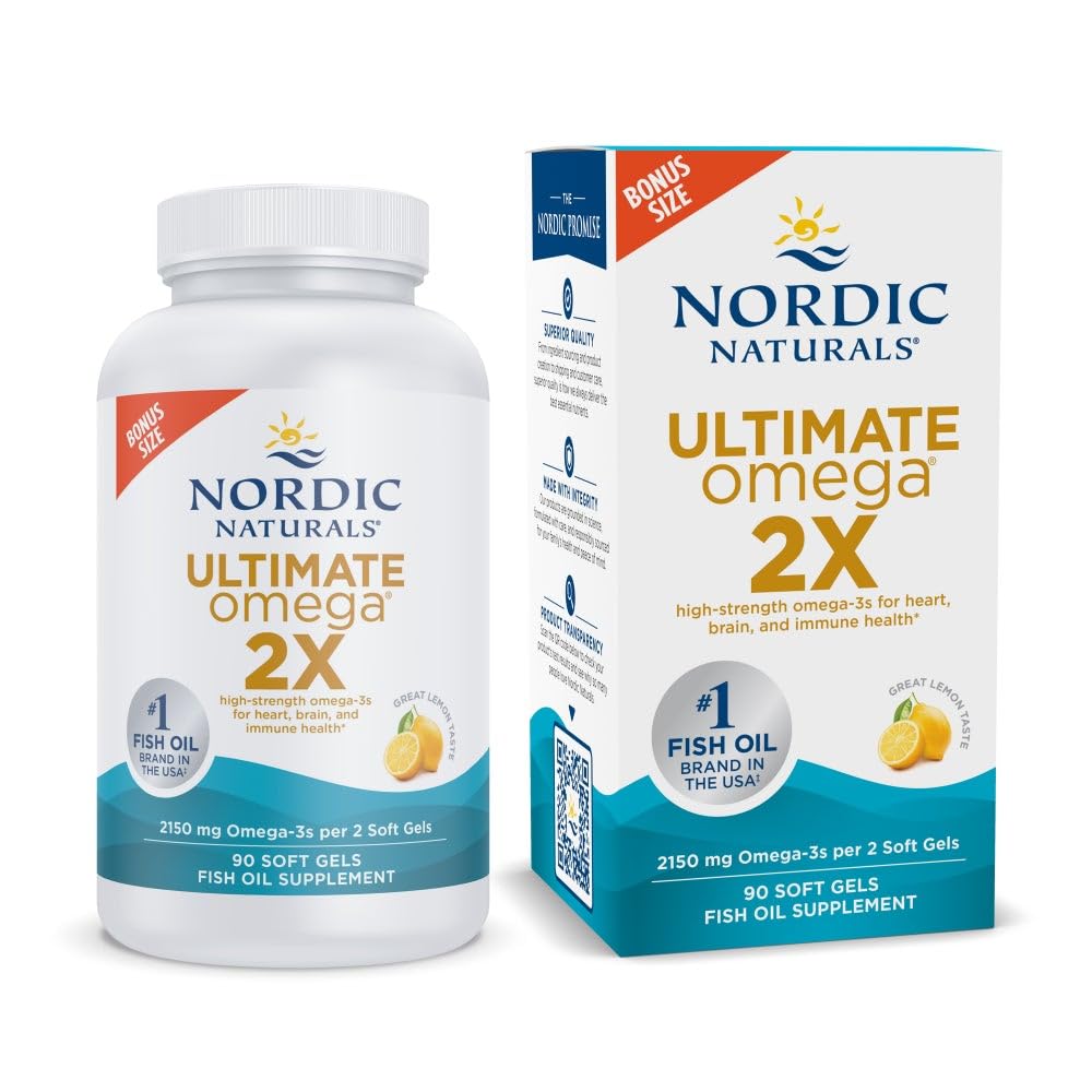 Nordic Naturals Ultimate Omega 2X, botella con cápsulas de limón.