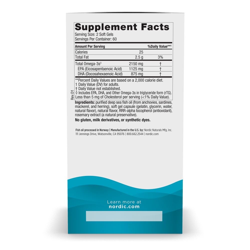 Cápsulas sabor limón de Nordic Naturals Ultimate Omega 2X, fáciles de incorporar.