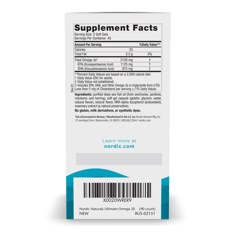 Cápsulas suaves de Nordic Naturals 2X para apoyo cerebral.