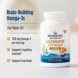 Nordic Naturals Ultimate Omega 2x Teen etiqueta frontal: información clara de dosis diarias