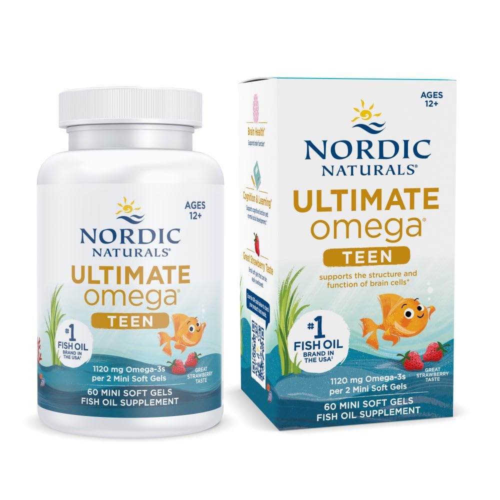 Nordic Naturals Ultimate Omega 2x Teen fresa: botella con posible apoyo al desarrollo cerebral