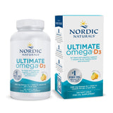 Nordic Naturals Ultimate Omega-D3, botella con sabor limón, fácil ingesta diaria para salud general.