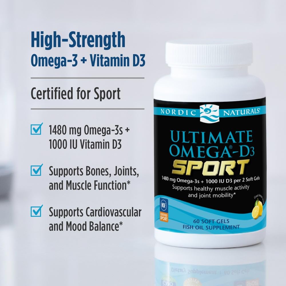 Nordic Naturals Ultimate Omega-D3 Sport: dosis diaria de omega-3 y D3 para soporte general.