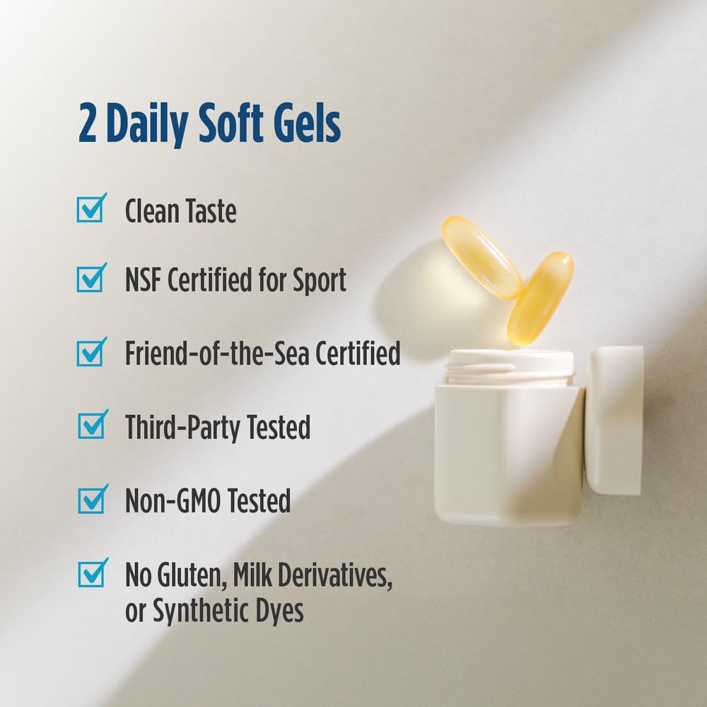 Nordic Naturals Ultimate Omega-D3 Sport: etiqueta NSF certificada garantiza pureza y seguridad.