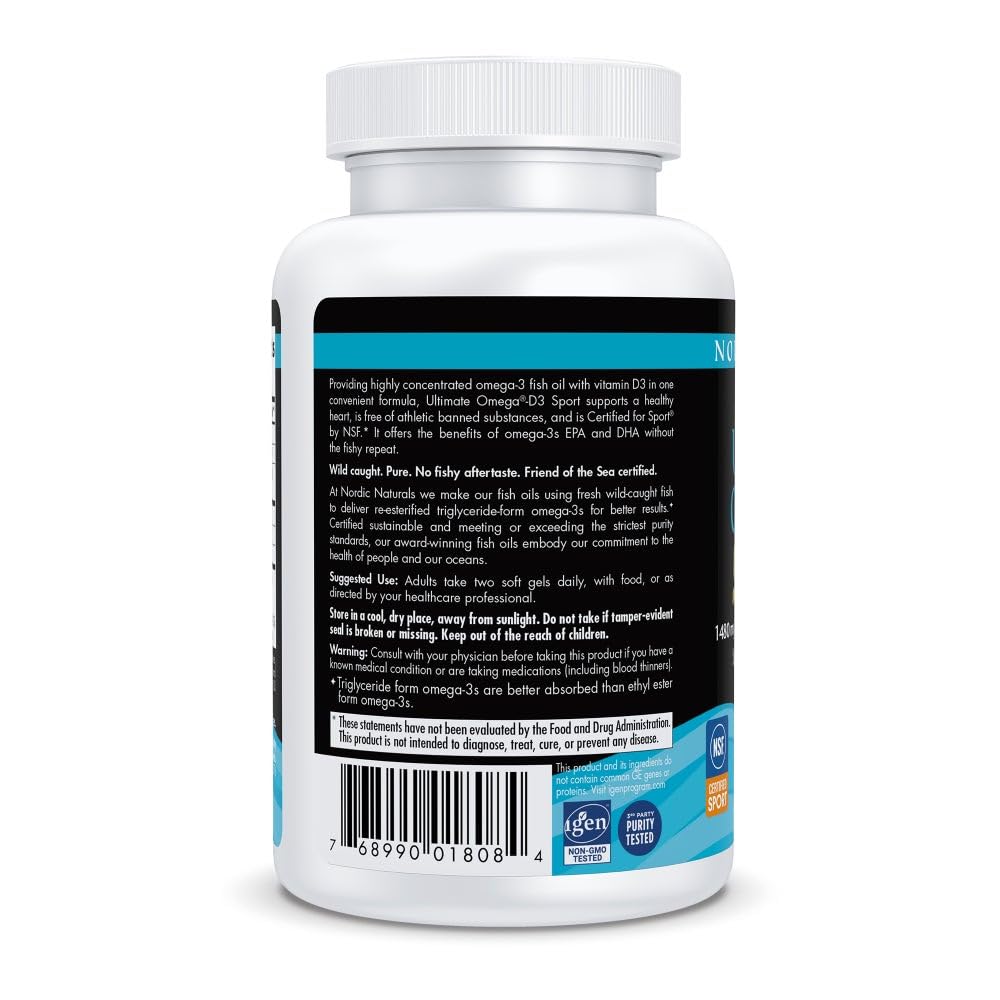 Nordic Naturals Ultimate Omega-D3 Sport: etiqueta nutricional clara para planificar dosis.