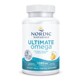 Nordic Naturals Ultimate Omega, botella visible, cápsulas de limón para uso diario.