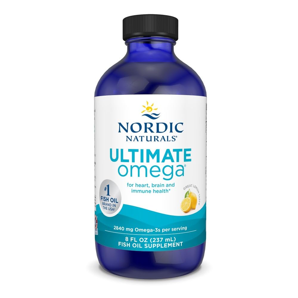 Botella Nordic Naturals Ultimate Omega Liquid con limón, apoyo para la salud cardíaca y cerebral