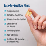 Etiqueta frontal de Nordic Naturals Ultimate Omega Mini D3, sabor limón
