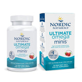 Nordic Naturals Ultimate Omega Minis, envase con sabor a fresa, fácil de tomar diariamente.