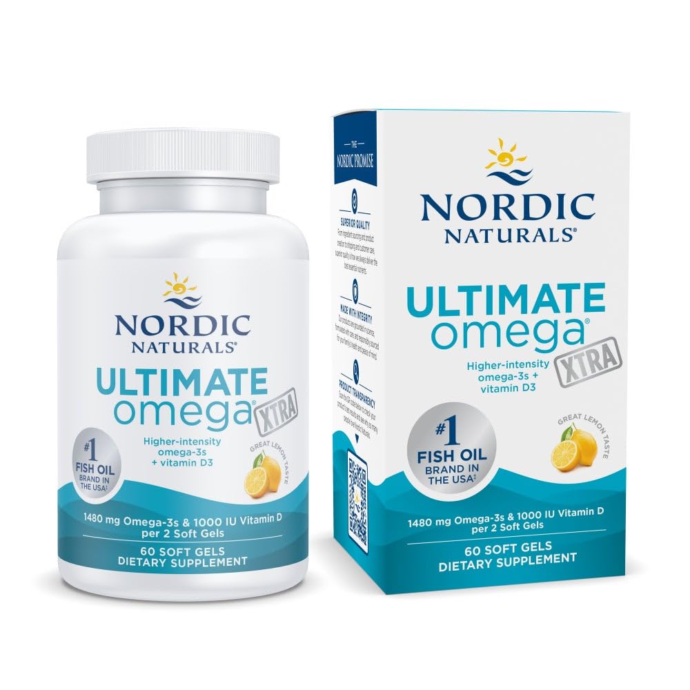 Nordic Naturals Ultimate Omega Xtra: botella limón para consumo diario, sabor agradable
